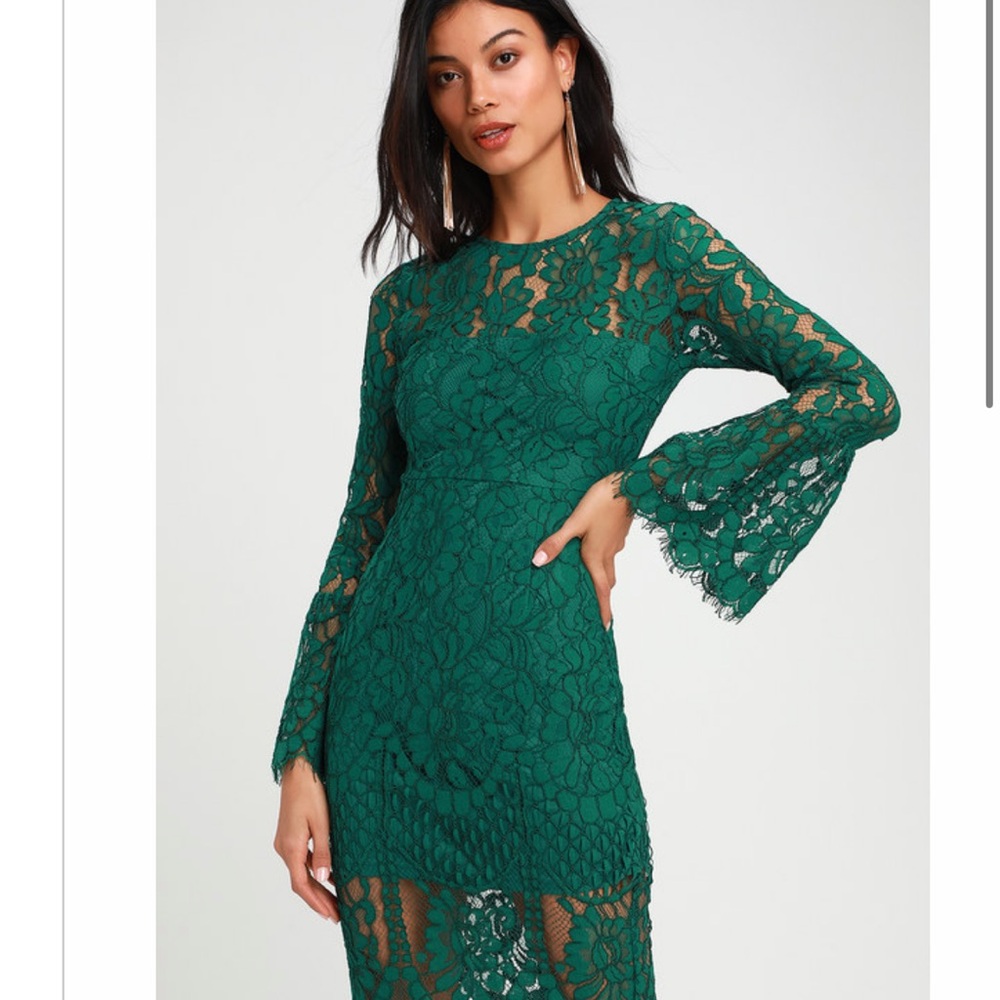 Elegant Green Lace Dress